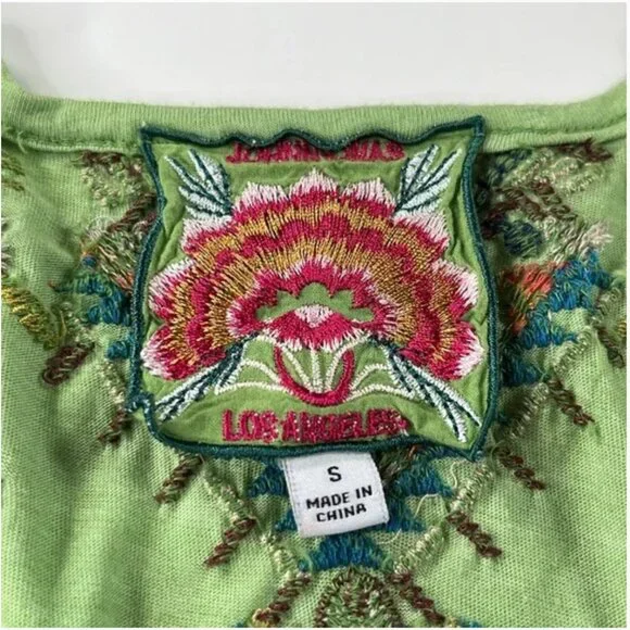 Johnny Was Sentrie Floral Embroidered Scoop V-neck Women's Top - Picture 7 of 11